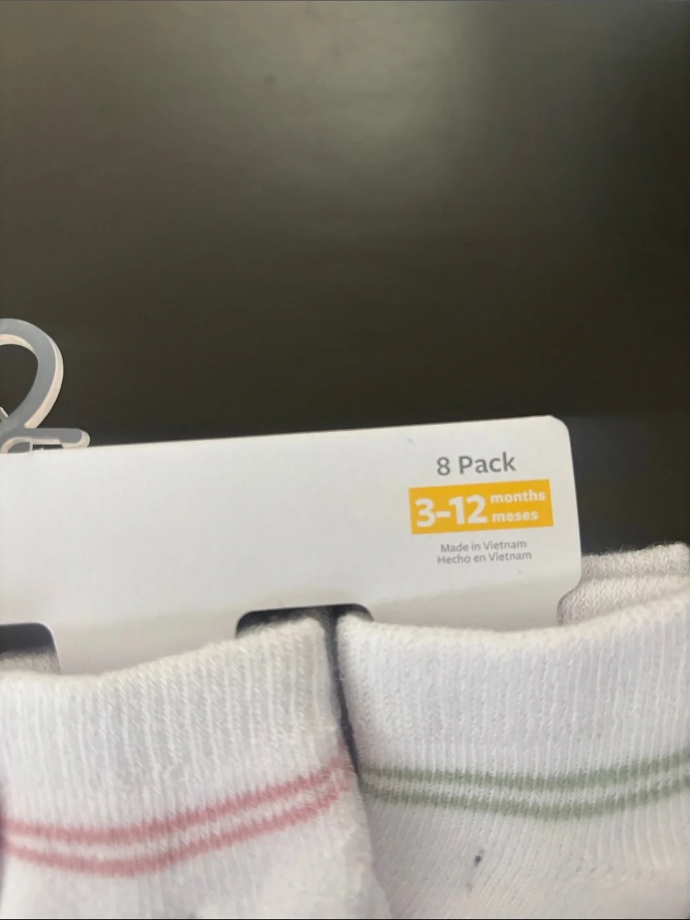 Carter's White Baby Sock Set with Pink, Peach and Green Stripes - 8 Pack